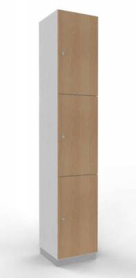 Schießfachschrank 3 Fächer 220 cm hoch Metallsockel Weiss Eiche
